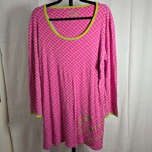 Victoria's Secret Women's M PINK Red Stars Sleep Shirt Long Sleeve Lounge‎ Comfy
